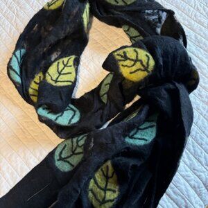 Felted Wool Leaf Print Scarf